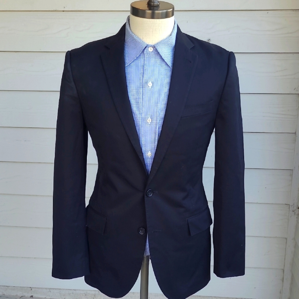 J CREW Ludlow Solid Black Crespi Cotton Sz 38 R Mens Sport Coat‎ Blazer